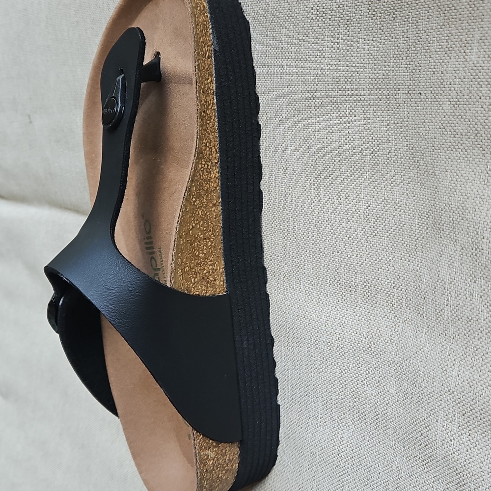 Sz 7- Birkenstock PAPILLIO Gizeh Vegan Platform Thong Sandal Black, 38 - Picture 9 of 10